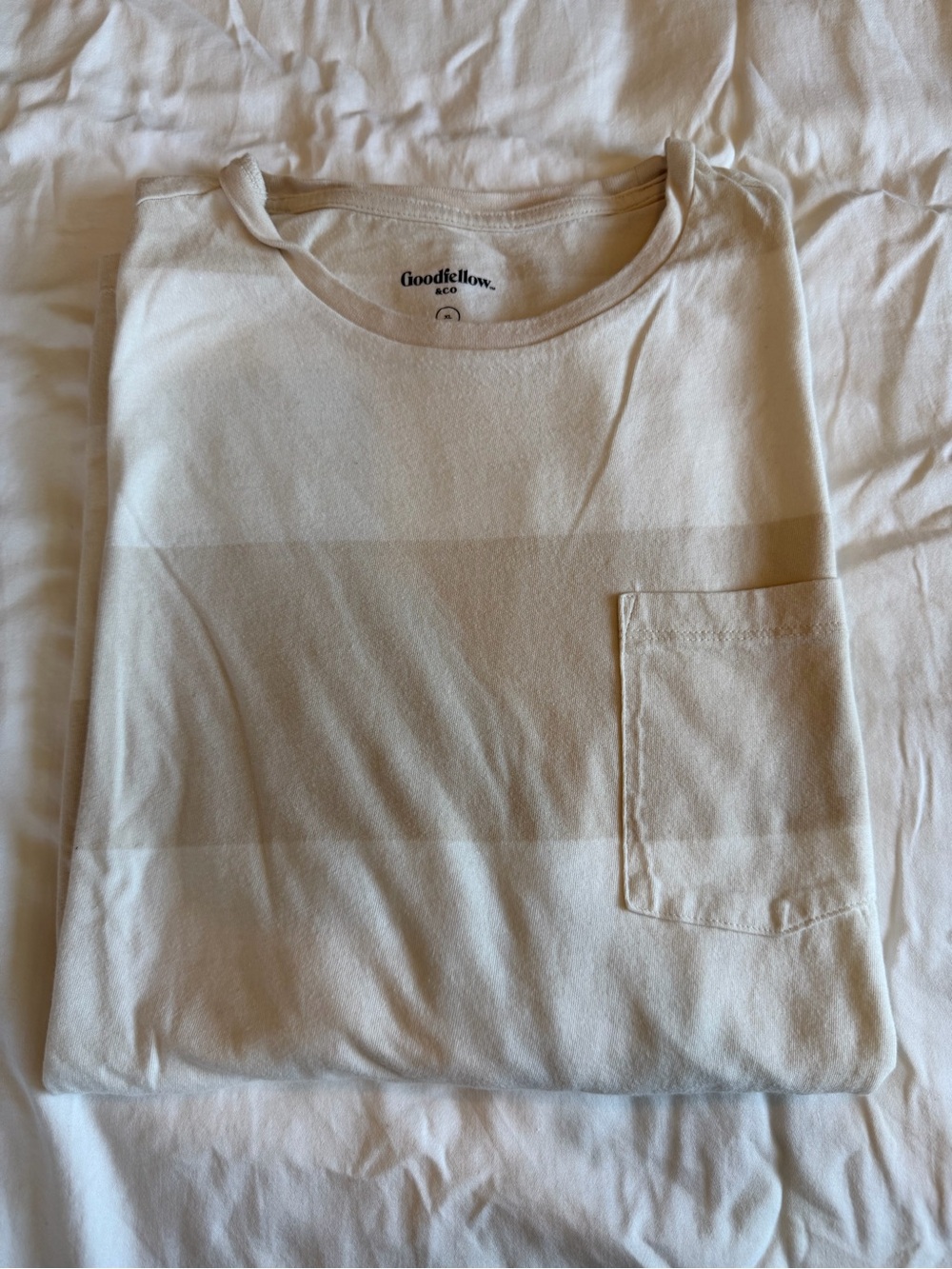 Goodfellow & Co Men's Cream Striped Pocket Tee